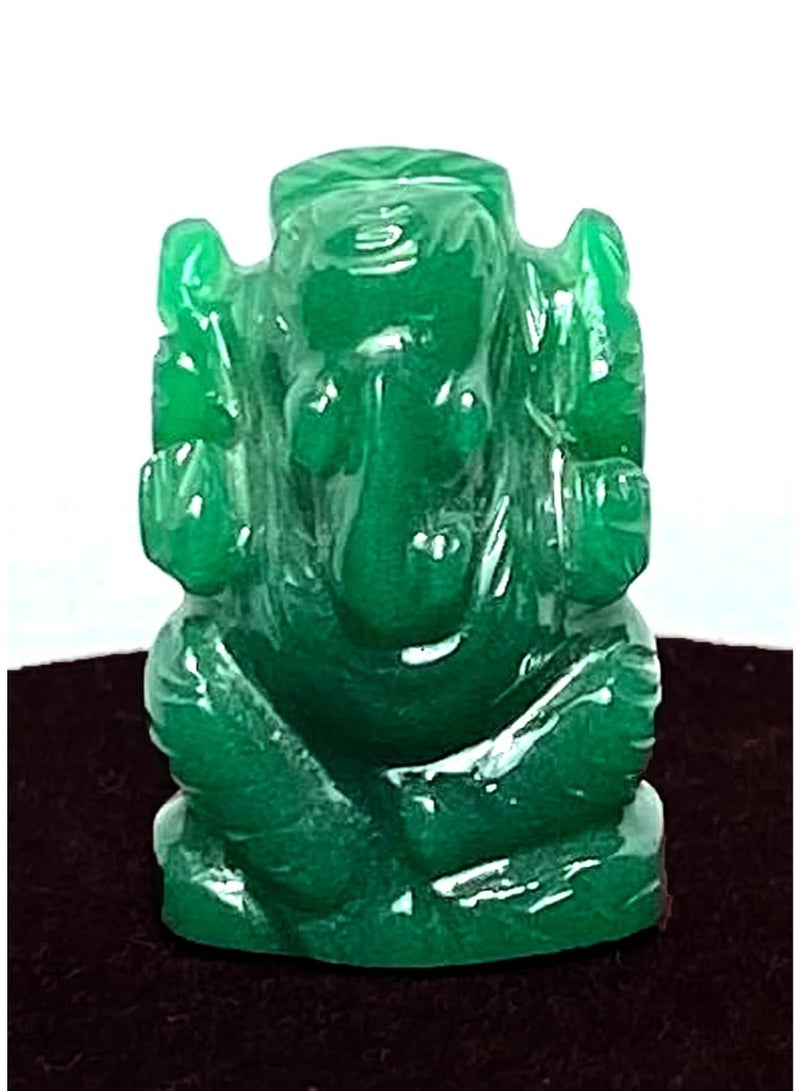 تمثال غانيش من حجر مارجاج الطبيعي 100% / تمثال غانيش من حجر الزمرد مع شهادة مختبرية، هدية مثالية (الوزن من 10 إلى 20 غرام، الحجم 28 ملم)، ماء غانغا وخشب الصندل. - Image 1